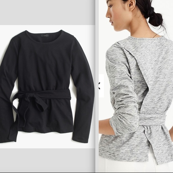 J Crew Tops Jcrew Belted Crossback Toph85cottonblackgra Poshmark